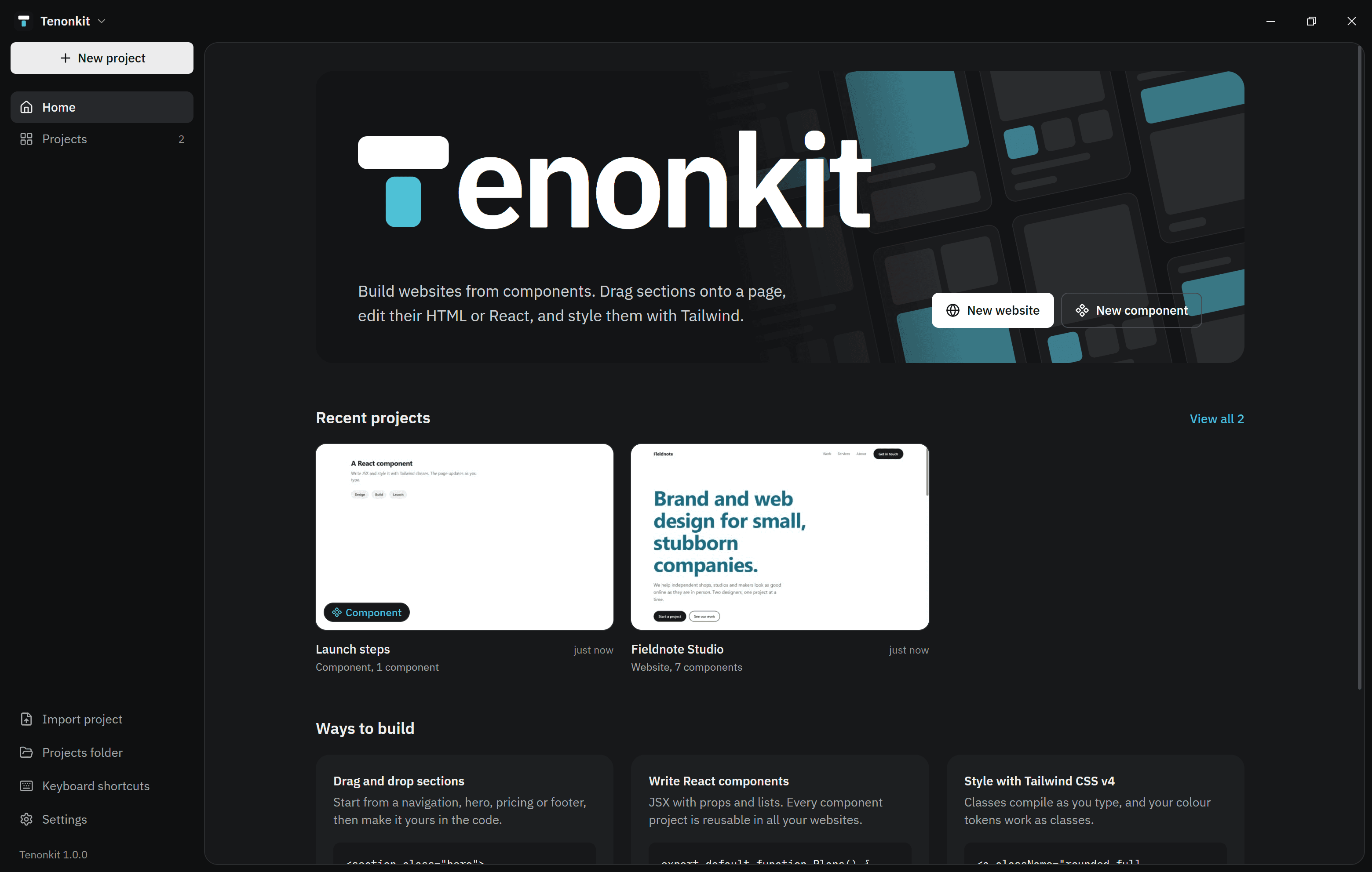 Tenonkit's Home, with New website, New component and recent projects